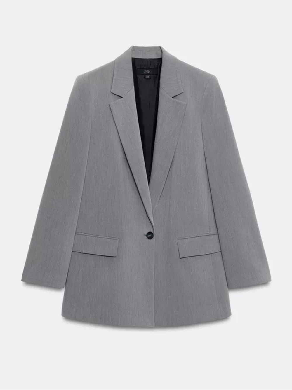 ZARA Gray Single-Button Structured Blazer